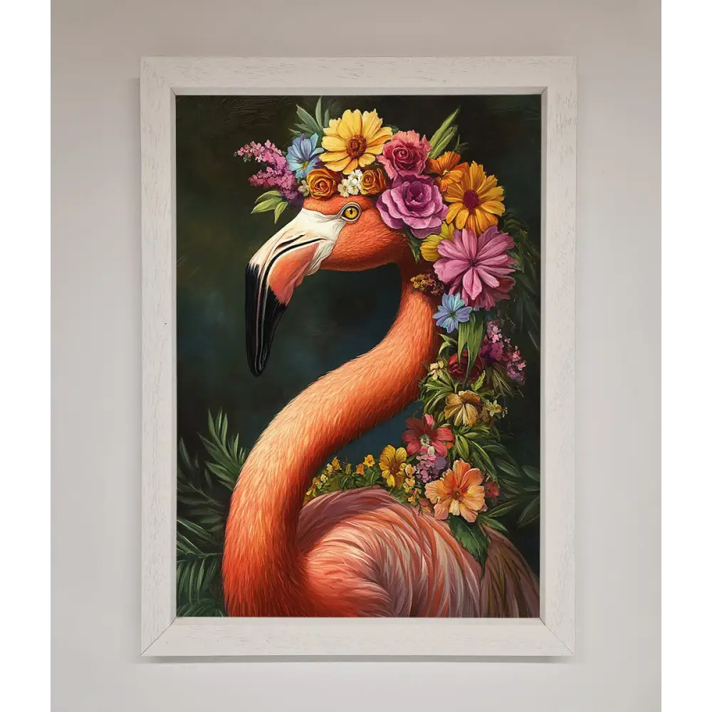 Pink Flamingo Floral Framed Poster - A3 (29.7 x 42 cm) / White - Framed Print