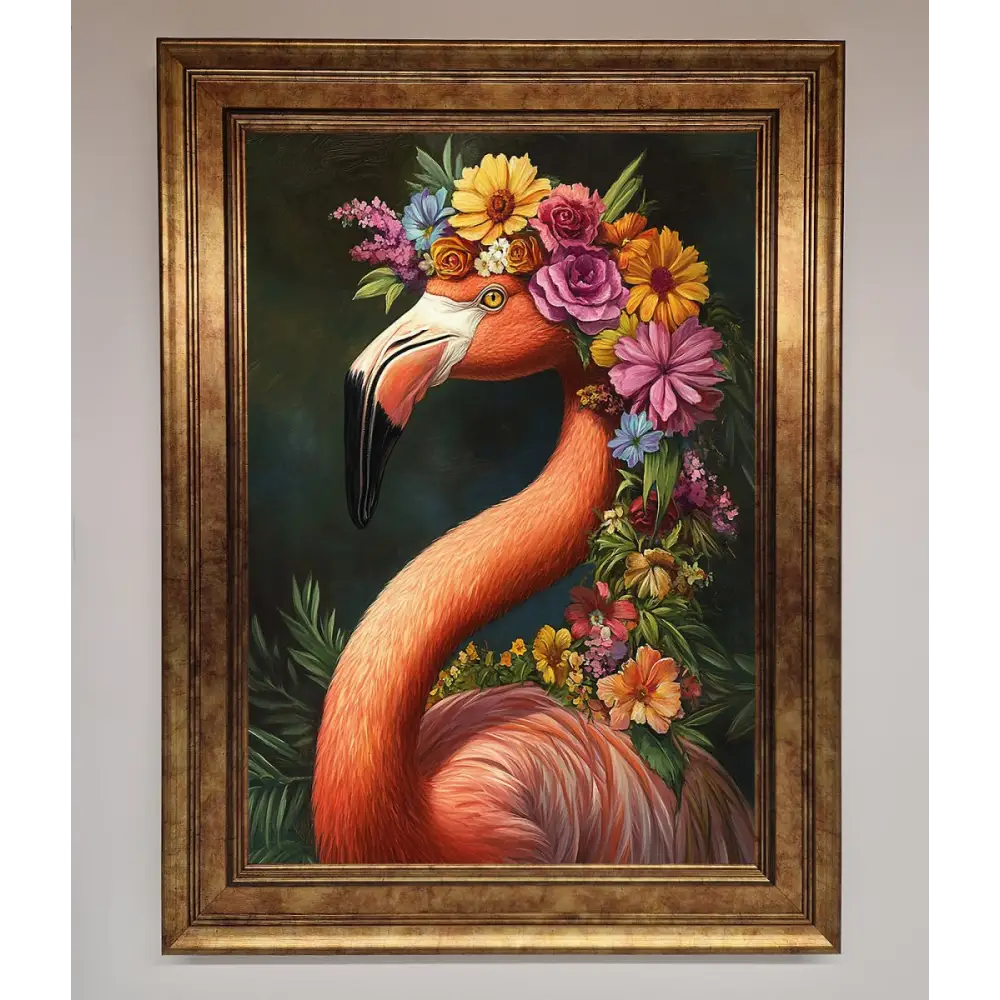 Pink Flamingo Floral Framed Poster - B0 (100 x 141 cm) / Bronze - Framed Print