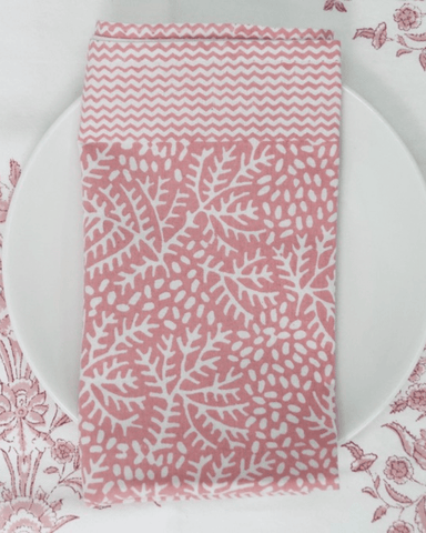 Pink Minerals Cotton Hand Block Napkins | Set of 4