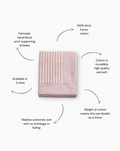 Pink Stripes Roza Print Hand Blocked Tablecloth