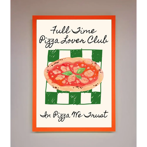 Pizza Lover Club Framed Wall Art - A3 (29.7 x 42 cm) / Neon Orange - Framed Print