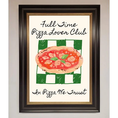 Pizza Lover Club Framed Wall Art - B0 (100 x 141 cm) / Black Gold - Framed Print