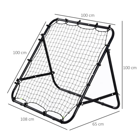 HOMCOM Adjustable Rebounder Net Kickback Target Goal for Teens Adults Training, Black