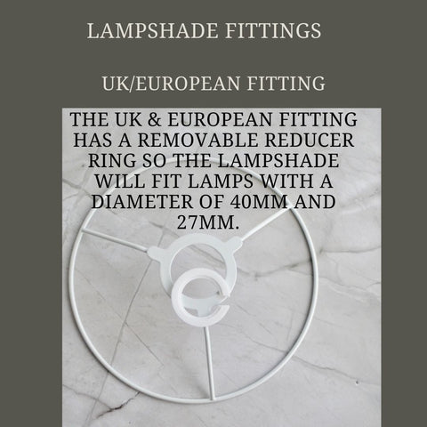 White metal lampshade fitting with removable reducer ring for uk european lamps for plain yellow table lamp