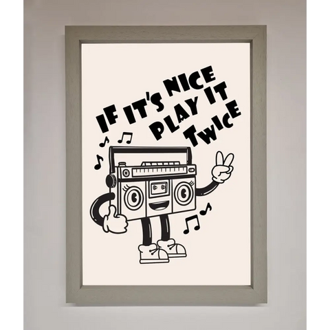 Play Twice Framed Wall Art - A3 (29.7 x 42 cm) / Grey - Framed Print