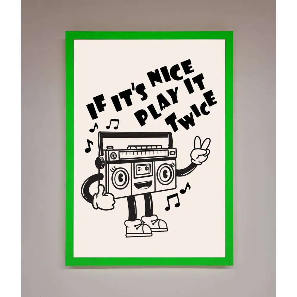 Play Twice Framed Wall Art - A3 (29.7 x 42 cm) / Neon Dark Green - Framed Print