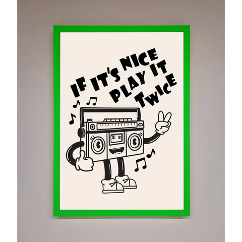 Play Twice Framed Wall Art - A3 (29.7 x 42 cm) / Neon Dark Green - Framed Print