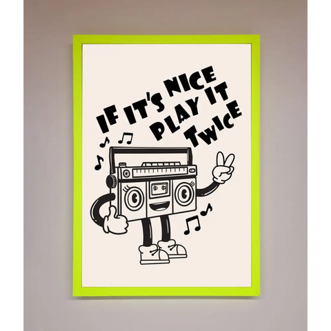 Play Twice Framed Wall Art - A3 (29.7 x 42 cm) / Neon Green - Framed Print