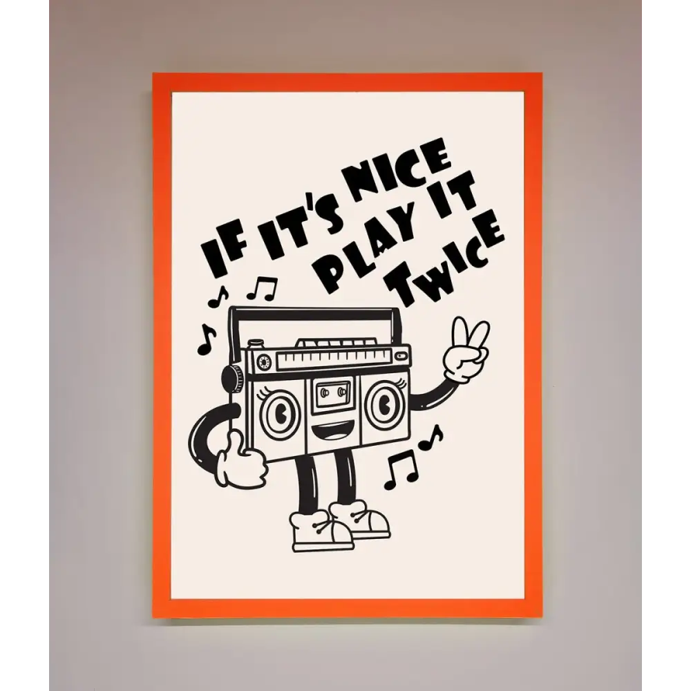 Play Twice Framed Wall Art - A3 (29.7 x 42 cm) / Neon Orange - Framed Print