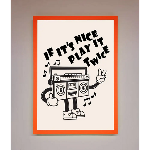 Play Twice Framed Wall Art - A3 (29.7 x 42 cm) / Neon Orange - Framed Print