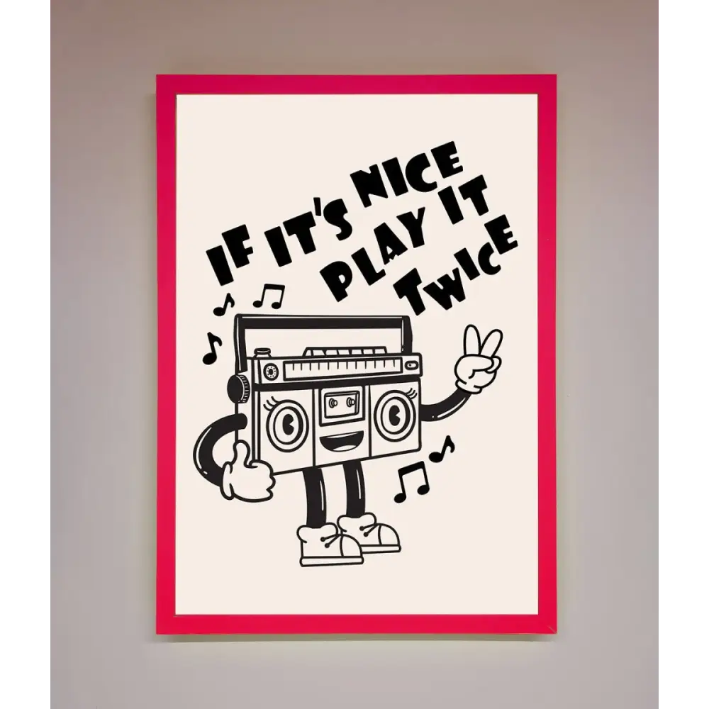Play Twice Framed Wall Art - A3 (29.7 x 42 cm) / Neon Pink - Framed Print