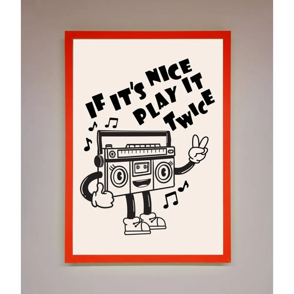 Play Twice Framed Wall Art - A3 (29.7 x 42 cm) / Neon Red - Framed Print