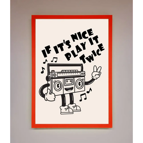 Play Twice Framed Wall Art - A3 (29.7 x 42 cm) / Neon Red - Framed Print