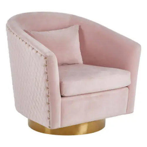 Plazoni Pink Velvet Chair With Gold Base - Arm Chair