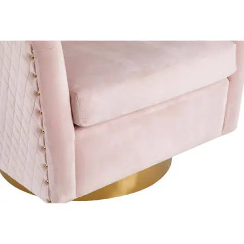 Plazoni Pink Velvet Chair With Gold Base - Arm Chair