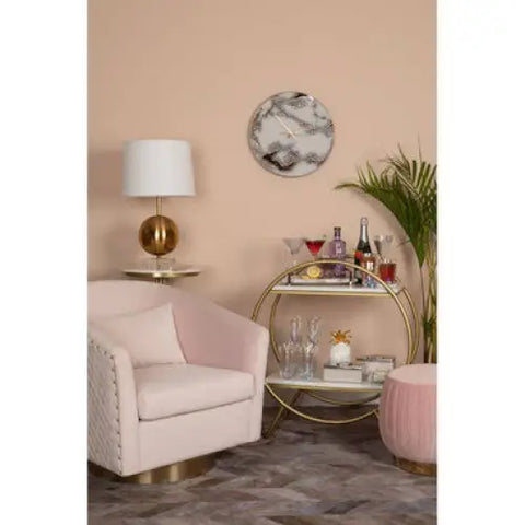 Plazoni Pink Velvet Chair With Gold Base - Arm Chair