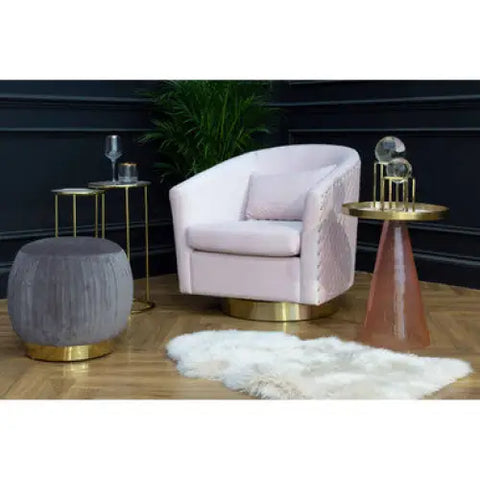 Plazoni Pink Velvet Chair With Gold Base - Arm Chair