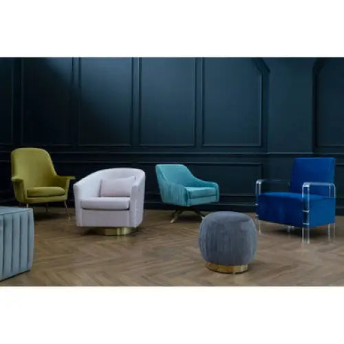 Plazoni Pink Velvet Chair With Gold Base - Arm Chair