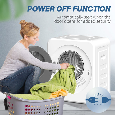 HOMCOM 4 kg Vented Tumble Dryer, 800W Compact Freestanding Front Tumble Dryer with Stainless Steel Tub and Customisable Timer, Wall-Mounted Portable Small Clothes Drying Machine, White
