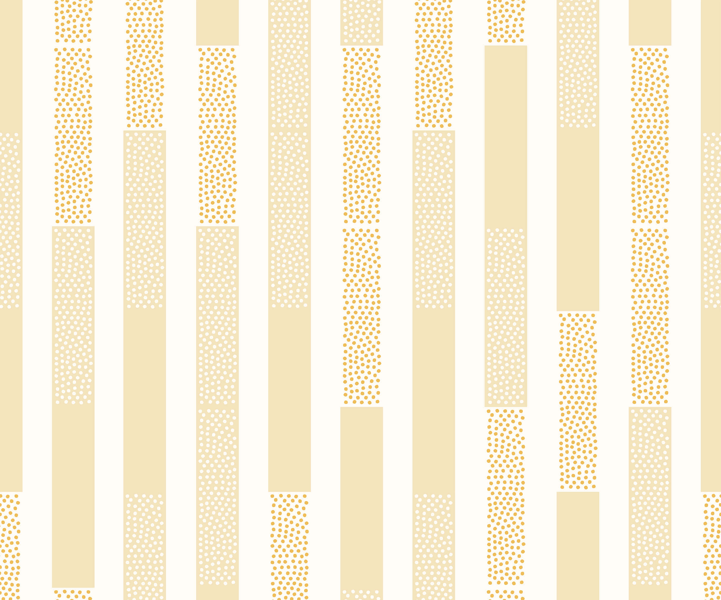 Beige and white vertical striped fabric with subtle gold dots perfect for polka style designs and decor