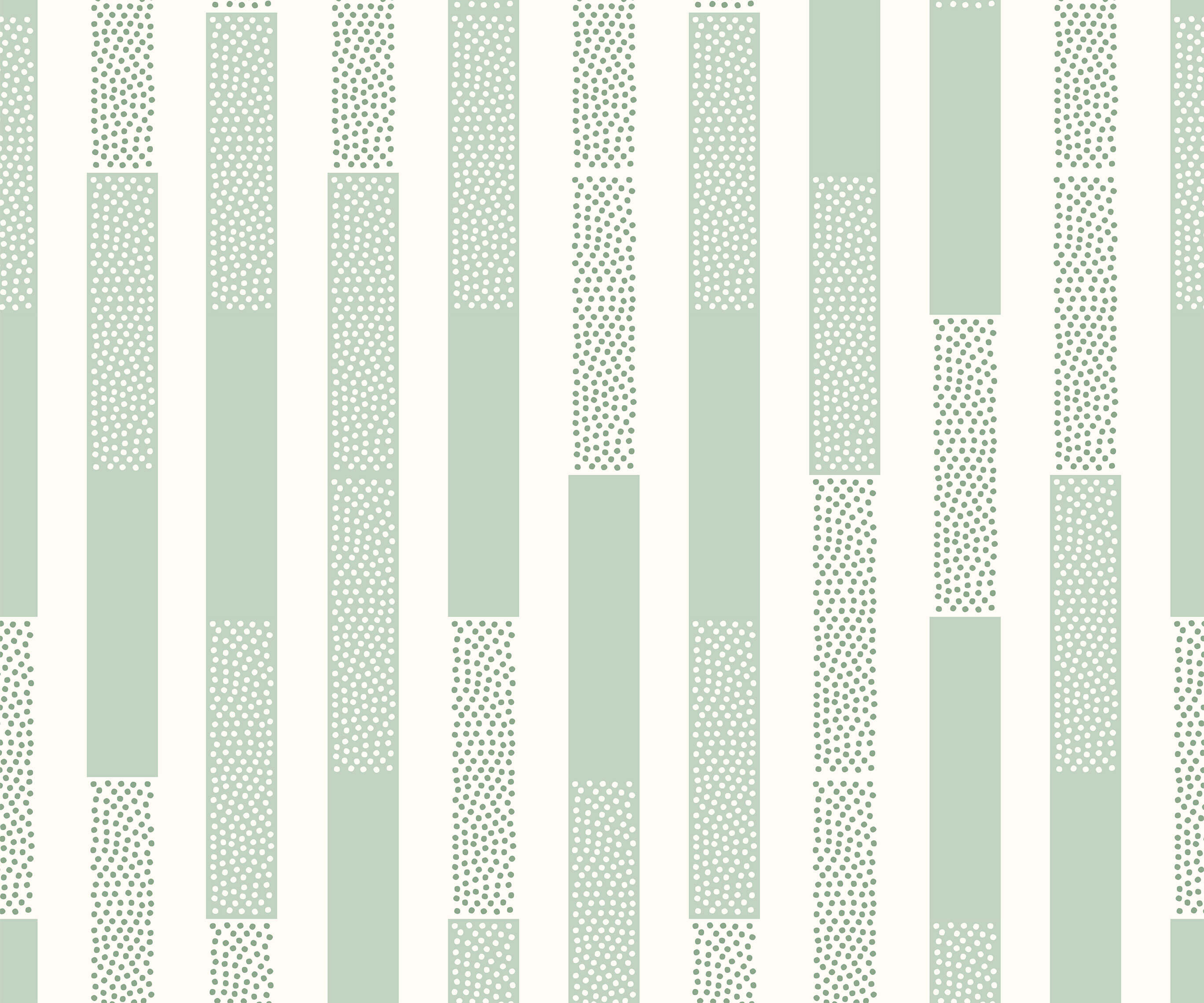 Polka fabric with mint green and white vertical stripes and dotted patterns perfect for stylish sewing projects