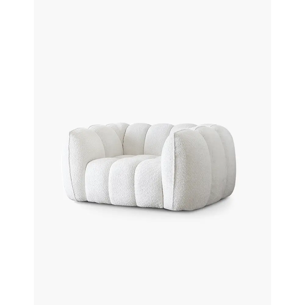 Pooky Pumpkin Single Armchair White Boucle