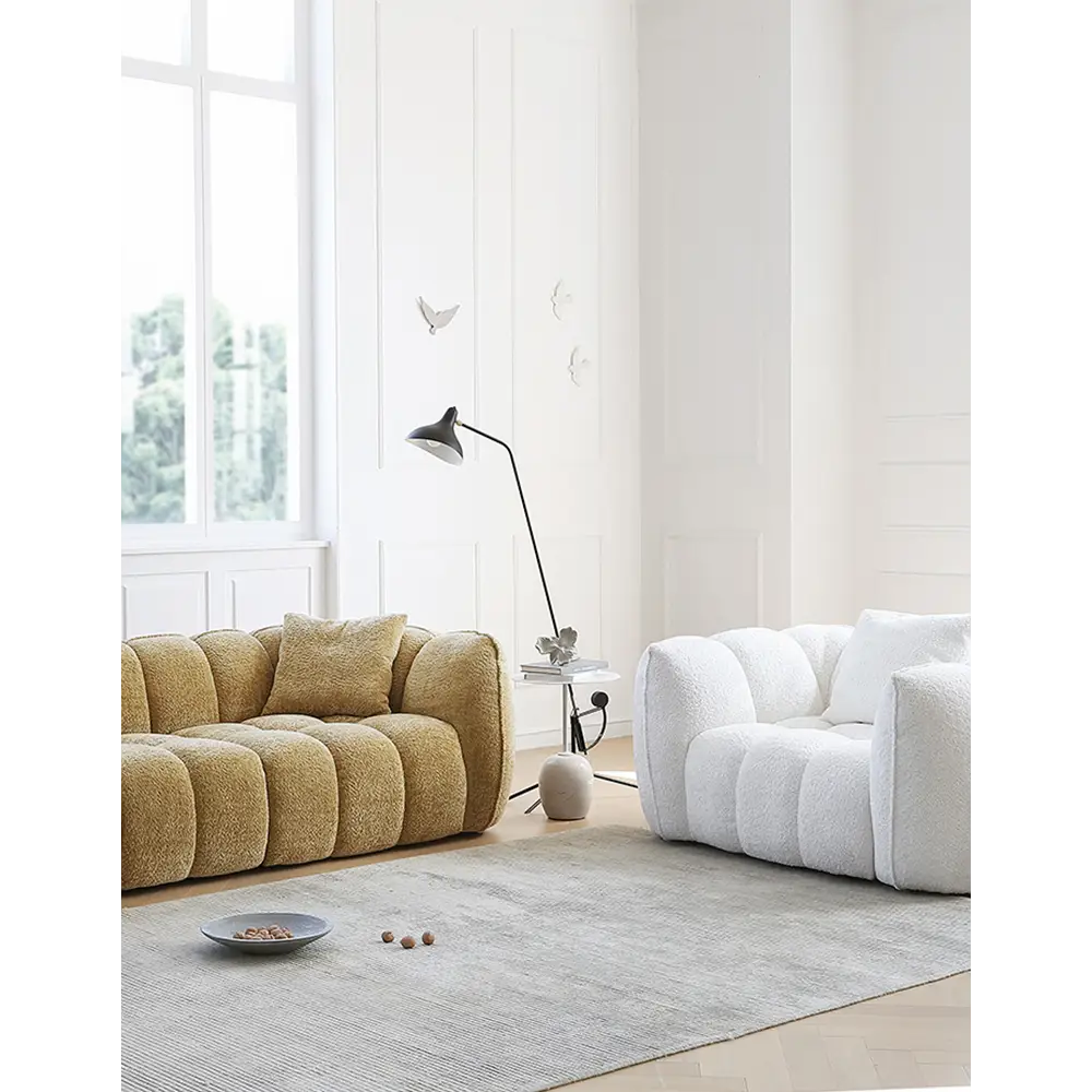 Pooky Pumpkin Single Armchair White Boucle