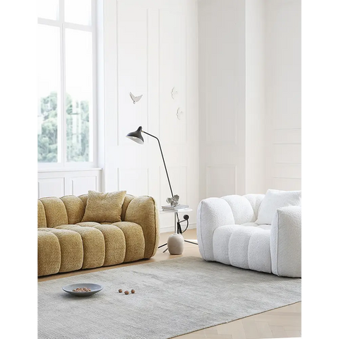 Pooky Pumpkin Single Armchair White Boucle