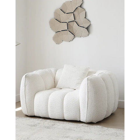 Pooky Pumpkin Single Armchair White Boucle