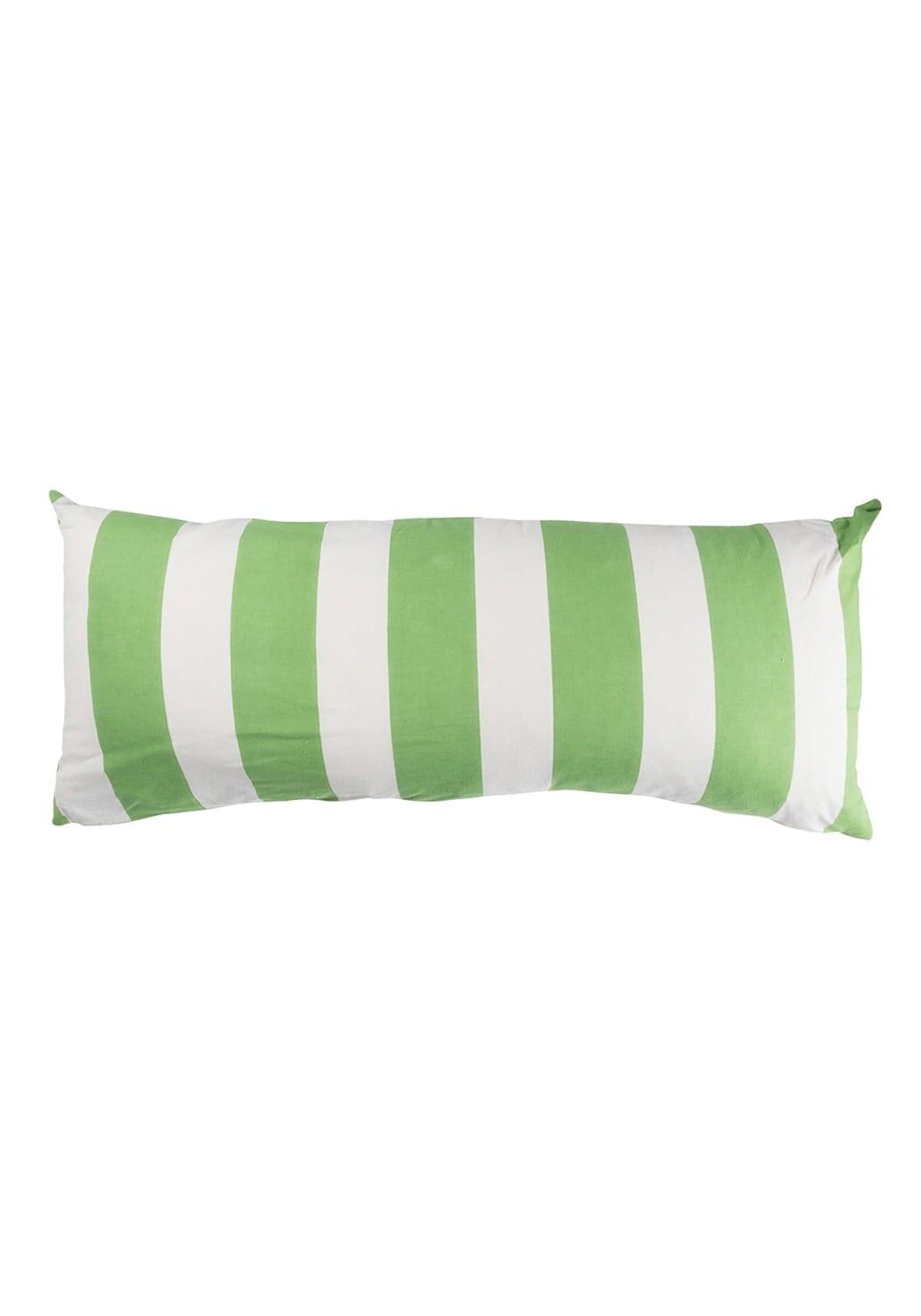 Poppy sage cabana stripe long lumbar cushion cover with bright green and white vertical stripes for decor use