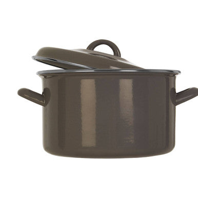 Dark gray porter grey enamel 22cm casserole dish with lid and handles perfect for cooking and serving meals