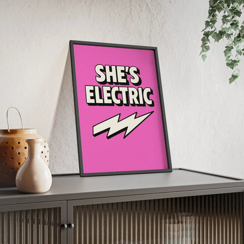 She’s Electric Poster | Bold Pink Oasis Inspired Wall Art