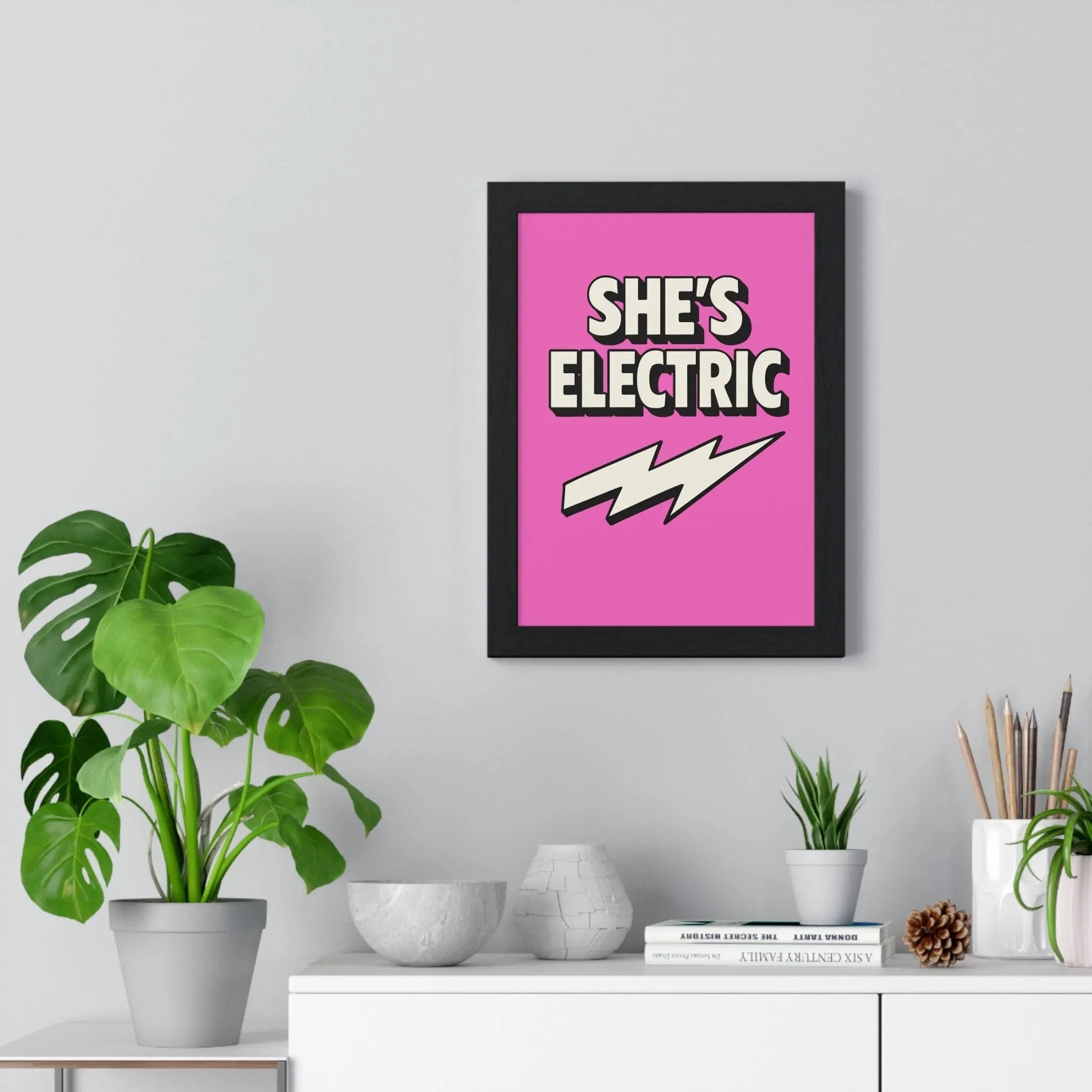 She’s Electric Poster | Bold Pink Oasis Inspired Wall Art