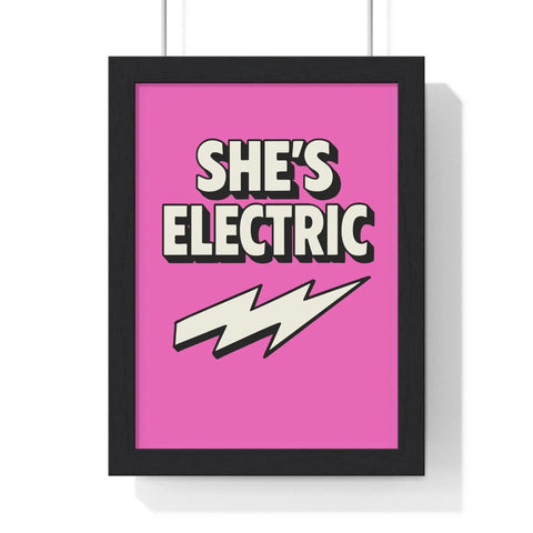 She’s Electric Poster | Bold Pink Oasis Inspired Wall Art