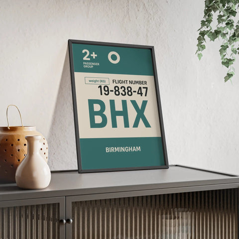Birmingham Boarding Pass Poster – Minimal Travel Print