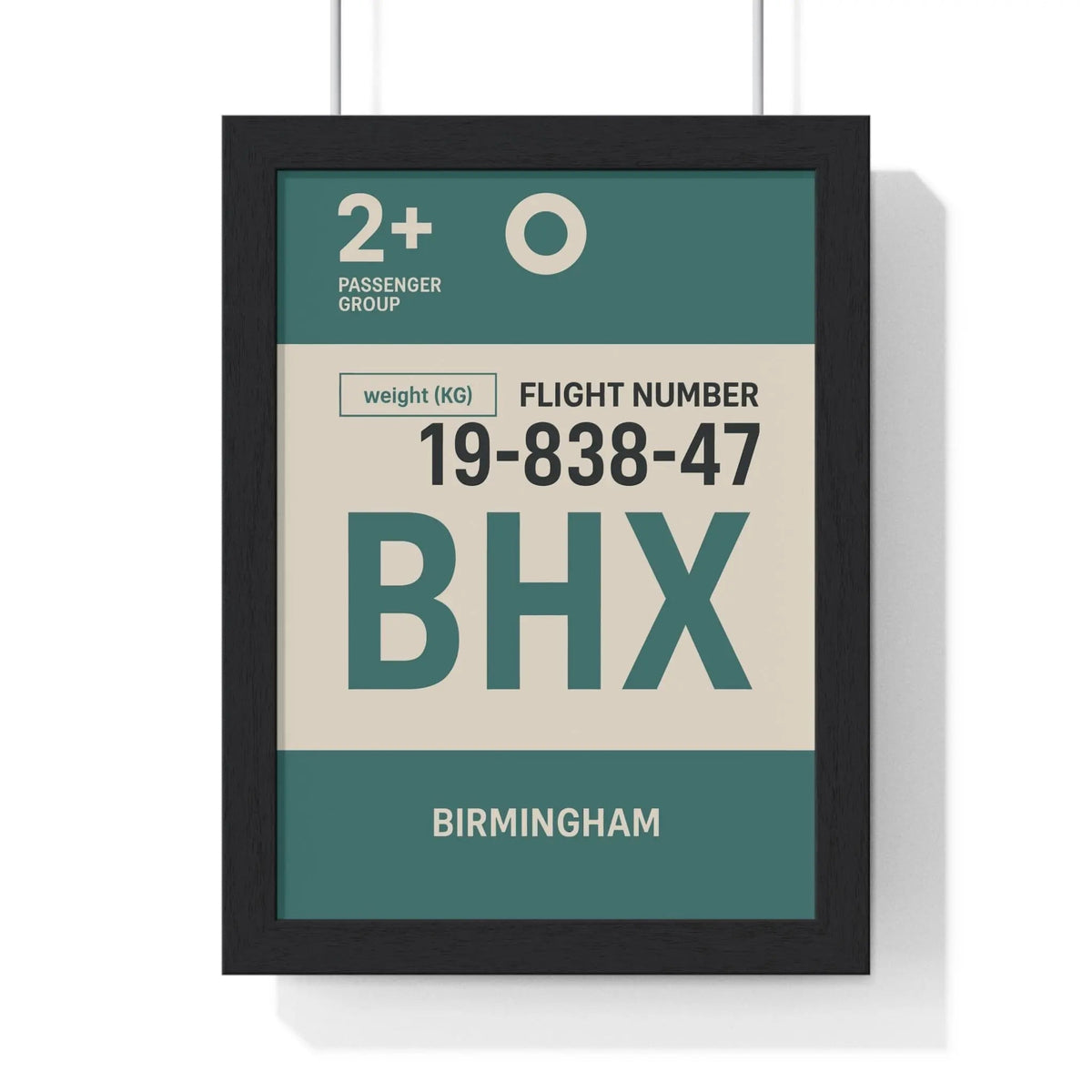 Birmingham Boarding Pass Poster – Minimal Travel Print