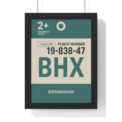 Birmingham Boarding Pass Poster – Minimal Travel Print