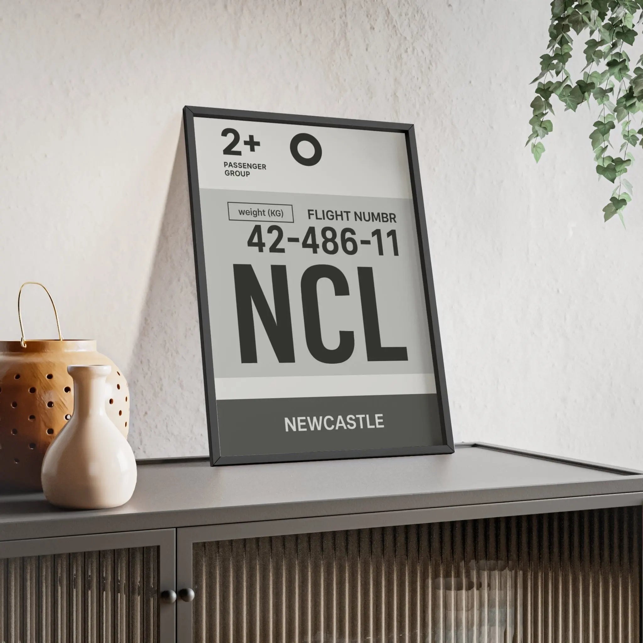 Newcastle NCL Boarding Pass Poster – Minimalist Travel Wall Art