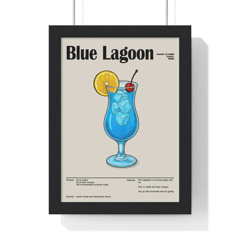 Blue Lagoon Cocktail Poster – Bright Retro Drink Wall Art – Framed or Unframed