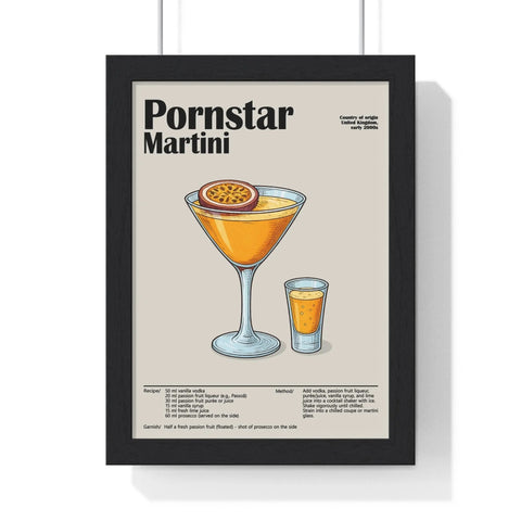 Pornstar Martini Cocktail Poster – Bold Party Drink Wall Art – Framed or Unframed