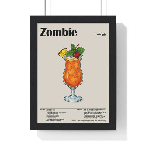 Zombie Cocktail Poster – Bold Tiki Bar Wall Art – Framed or Unframed