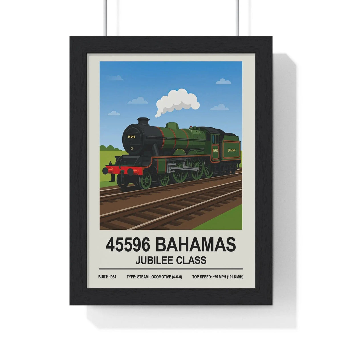45596 Bahamas Jubilee Class Steam Locomotive Poster | Vintage Train Wall Art