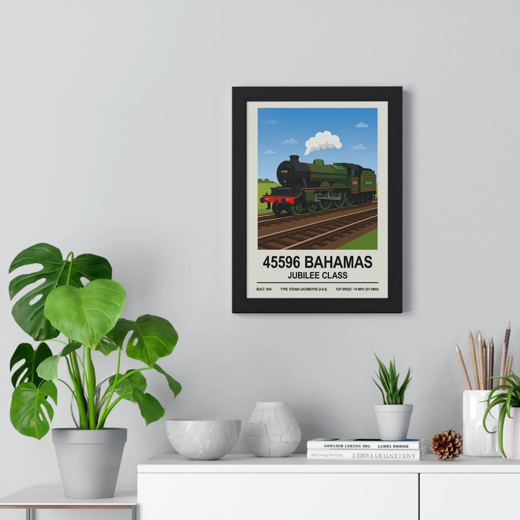 45596 Bahamas Jubilee Class Steam Locomotive Poster | Vintage Train Wall Art