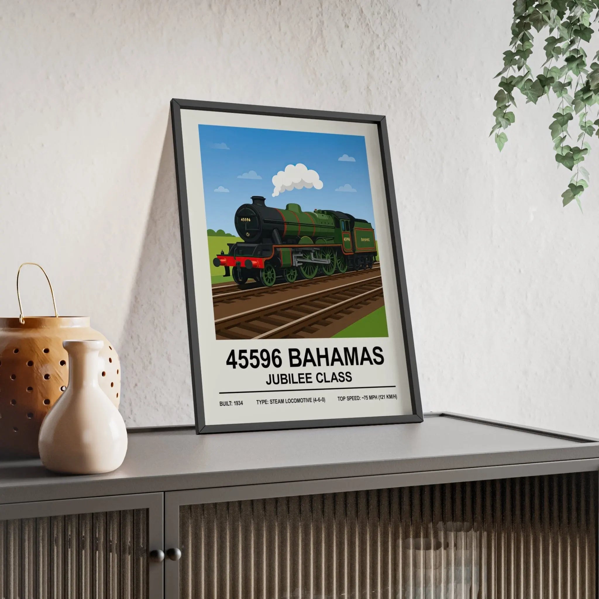 45596 Bahamas Jubilee Class Steam Locomotive Poster | Vintage Train Wall Art