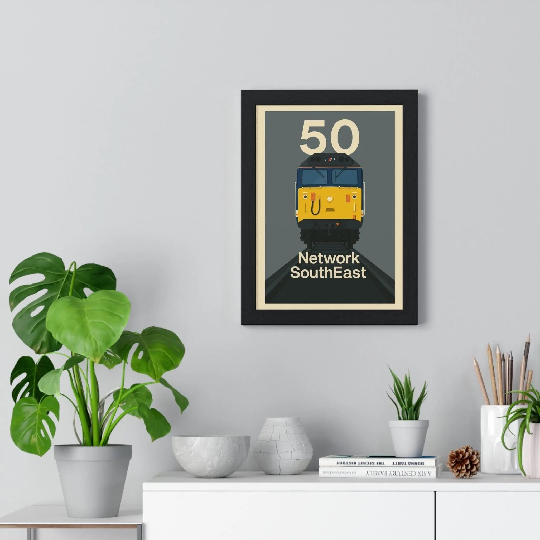 Class 50 Network Southeast Train Poster – Retro Railway Wall Art Print