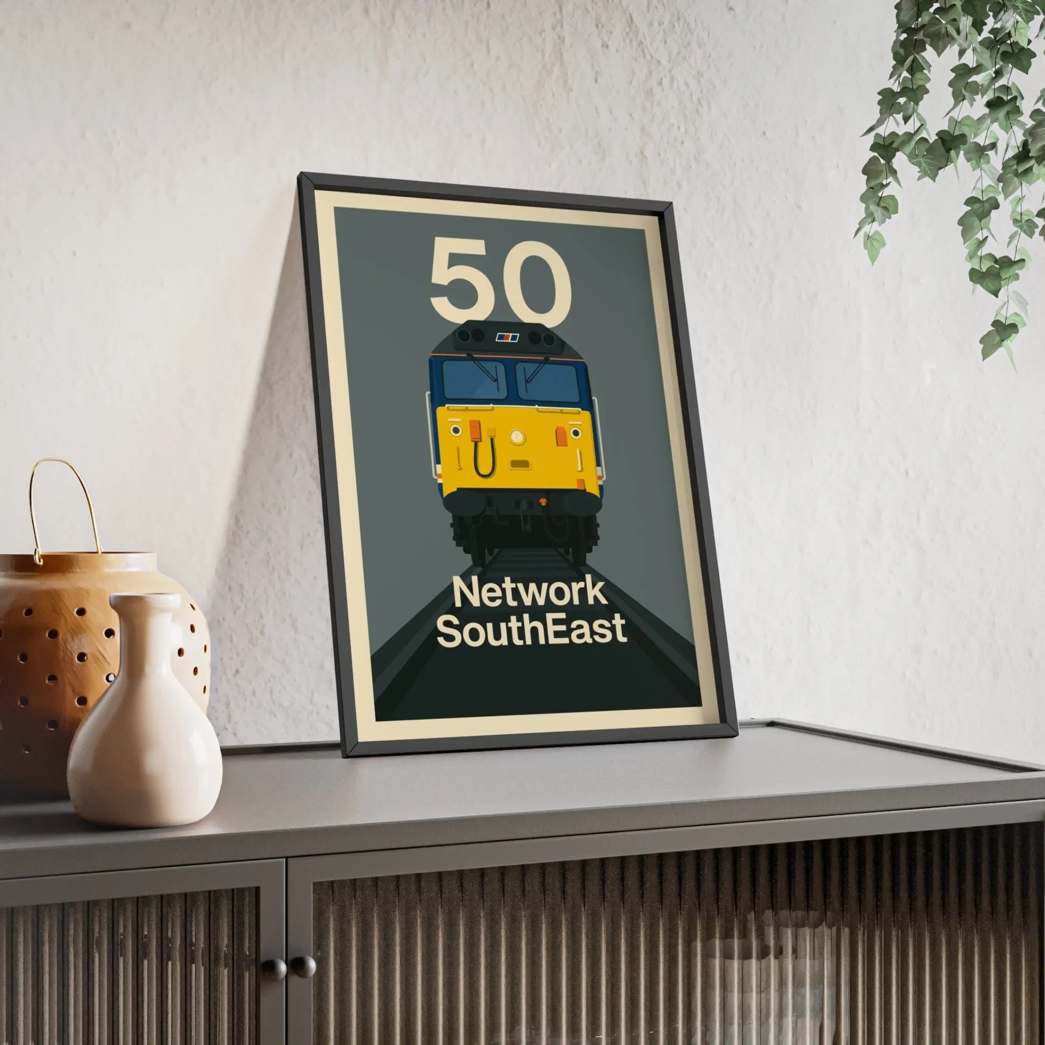 Class 50 Network Southeast Train Poster – Retro Railway Wall Art Print