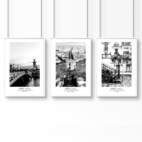 Posters for living room | set of 3 Paris wall art prints
