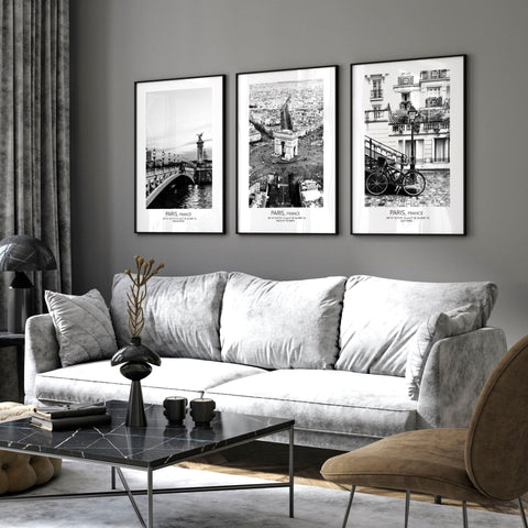 Posters for living room | set of 3 Paris wall art prints