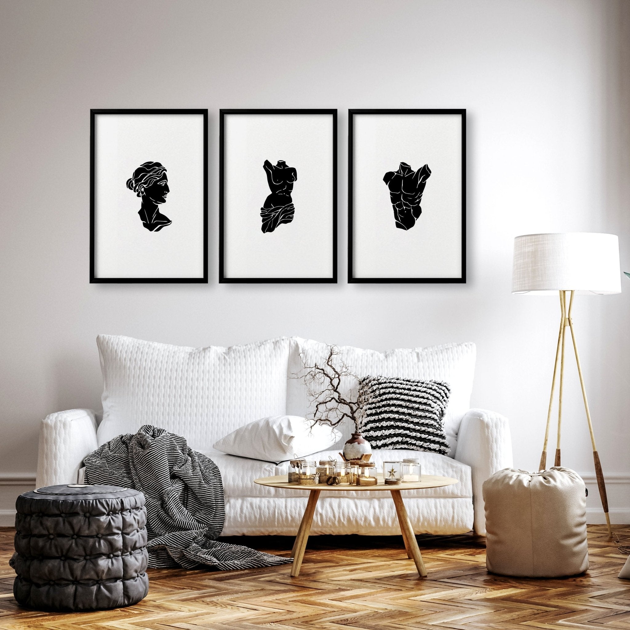 Posters With Frames | Set of 3 Sculpture Wall art Prints