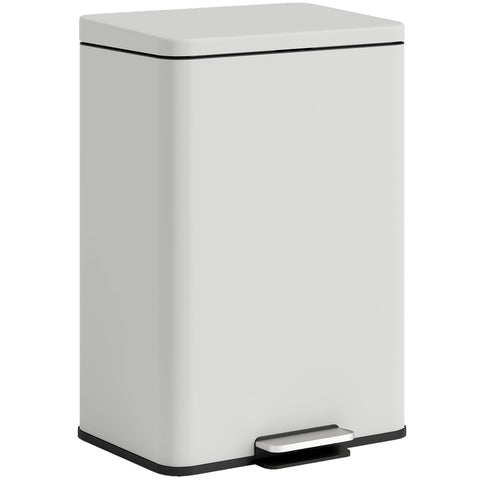 HOMCOM 20L Kitchen Bin with Soft-Close Lid and Stay-Open Function, Pedal Bin with Removable Inner Bucket for Kitchen, Office, Home, Cream